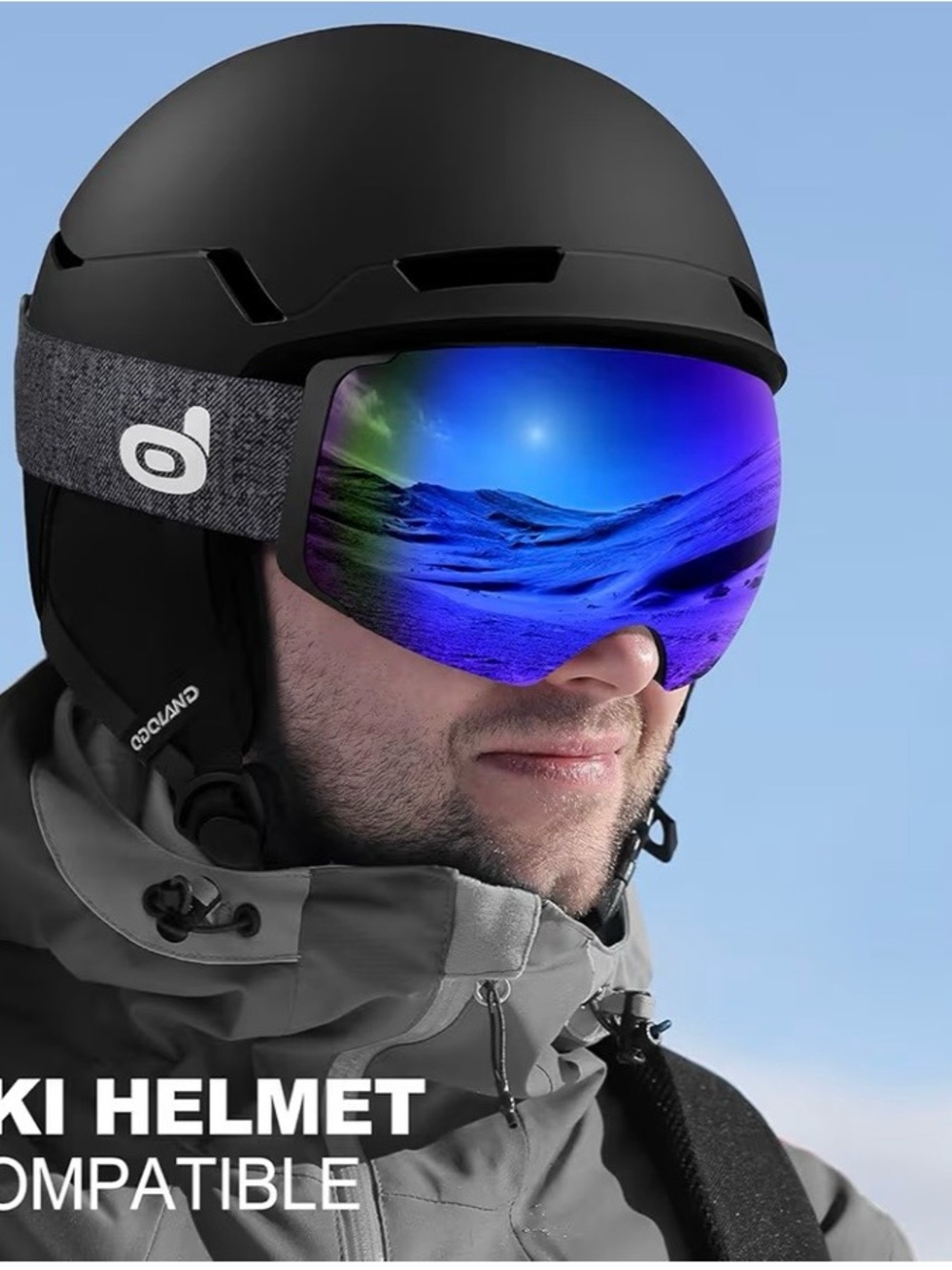 Odoland Men's Blue Mirrored Ski Goggles - Picture 8 of 12